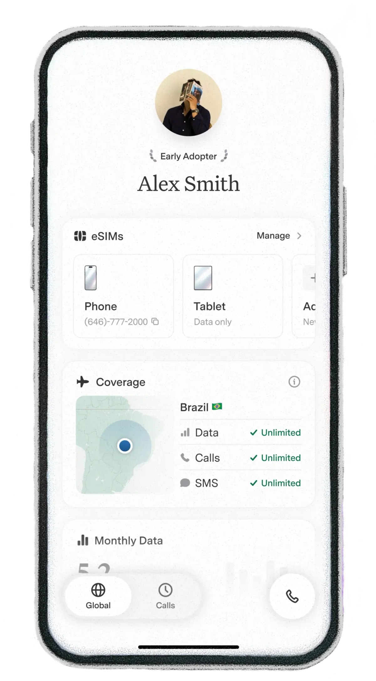 The Popcorn app showing a global plan with worldwide coverage